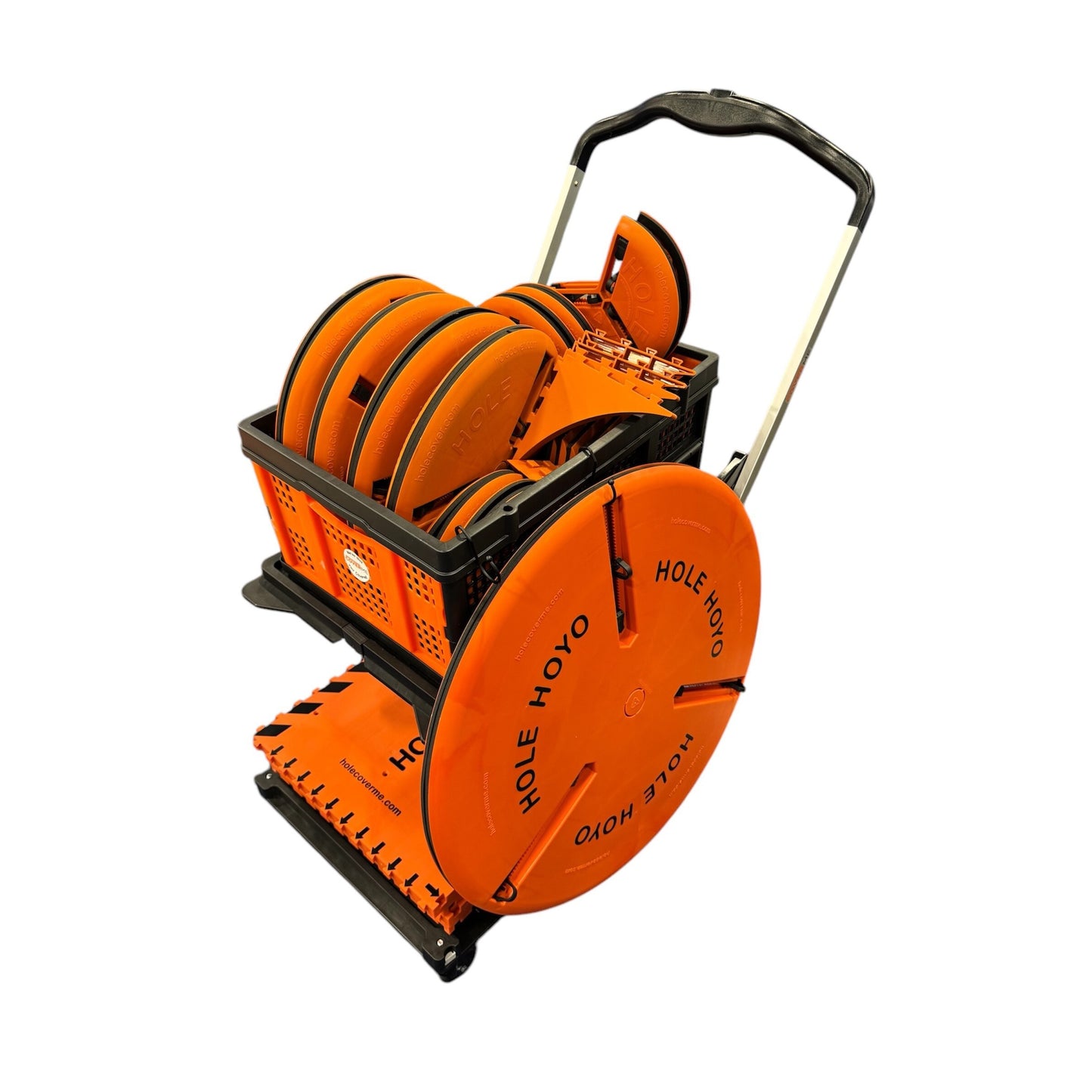 job site cart kit with OSHA compliant hole covers for multi-floor construction sites