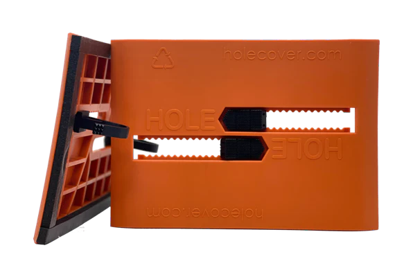2 to 6 inch adjustable large rectangle hole cover high visibility orange construction site