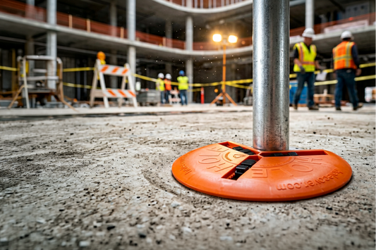 2 to 6 inch adjustable wedge hole cover high visibility orange construction site