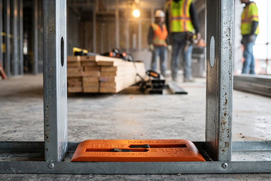 Rectangle hole cover high visibility orange construction site
