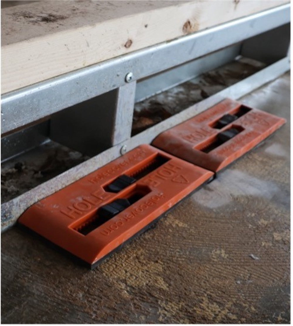 OSHA compliant large rectangle hole cover installed on concrete floor