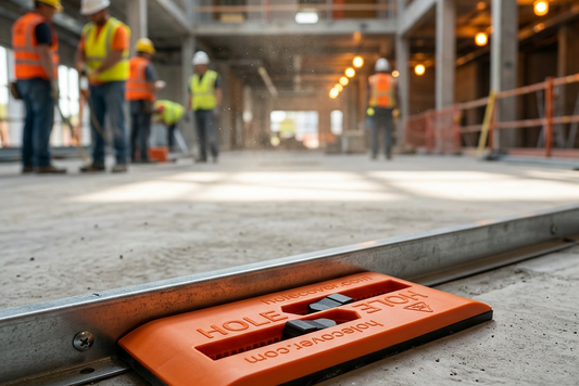 Rectangle hole cover high visibility orange construction site